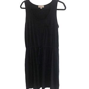 Olive & Oak‎ Black Tank T-Shirt Dress Front  Pocket Drawstring Waist Size Medium